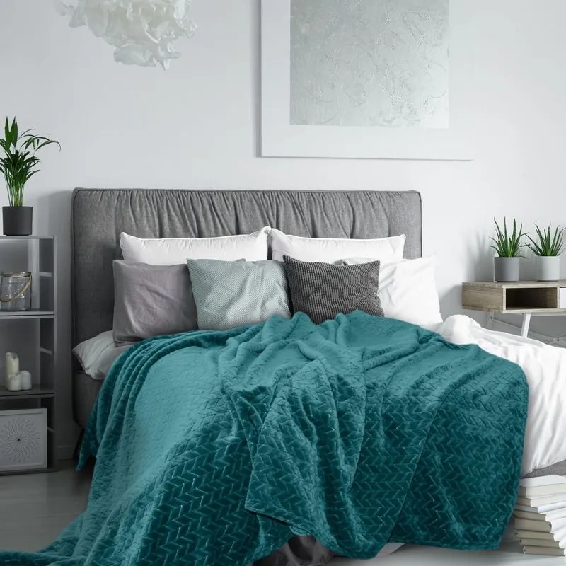 EUROFIRANY Klasická deka z vlákna príjemného na dotyk 170 cm x 210 cm tmavo tyrkysová 100 % polyester Varianta: 335308