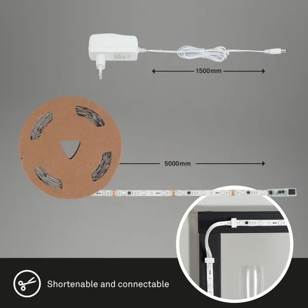 Brilo - LED RGBW Stmievateľný pásik 5m LED/24W/230V + DO