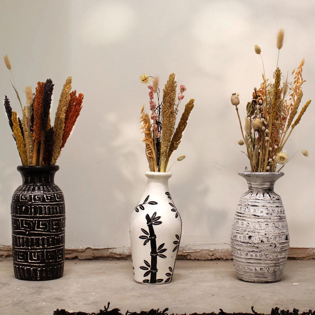 Keramická váza Bambusový motív Prírodná