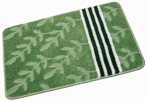 Sada kúpeľňových koberčekov NATEL zelená, lístie / pruhy