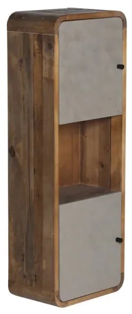 furniture-nabytek.cz - Masívna kúpeľňová skrinka Dingle z recyklovanej borovice a MDF, lakovaná, prírodná / šedá – 40×25×110 cm