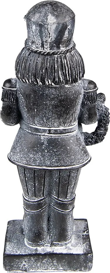 Šedá antik dekorácia Luskáčik s venčekom - 9*6*21 cm
