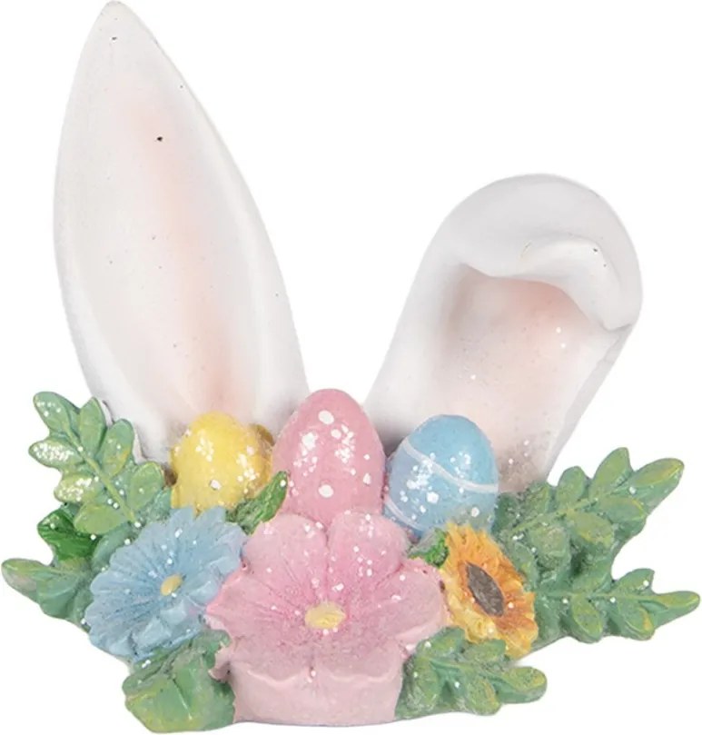 Veľkonočné dekorácie králičie uši s kvetmi a vajíčkami - 12*9*11 cm