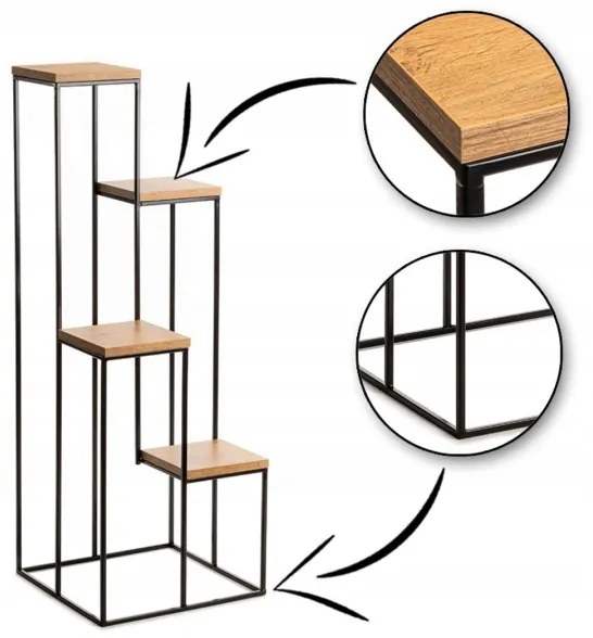 Stojan na kvety 110x40 cm čierna/hnedá