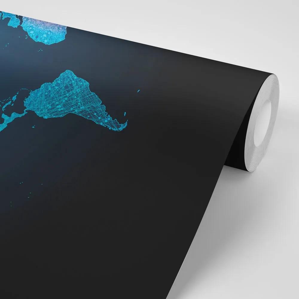 Samolepiaca tapeta mapa sveta s nádherným neónovým detailom