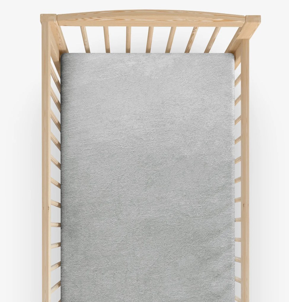 Goldea nepriepustná froté elastická plachta do detskej postieľky - svetlo sivá 60 x 120 cm