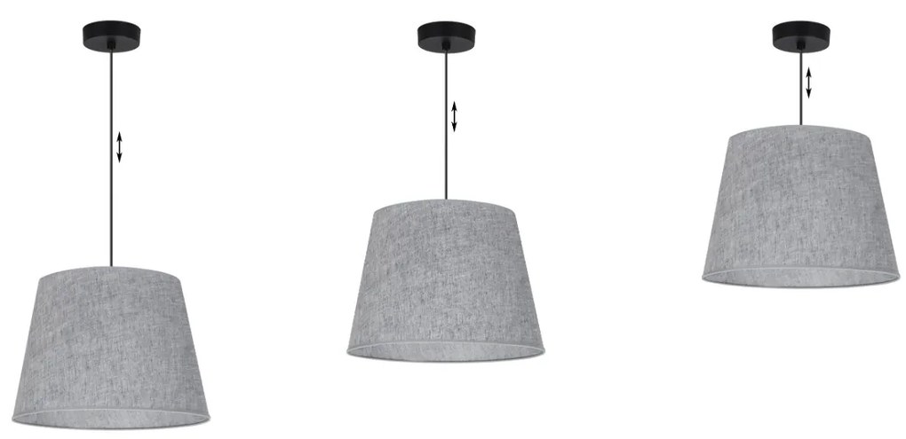 Závesné svietidlo Len, 1x šedé textilné tienidlo, (fi 38 cm), b