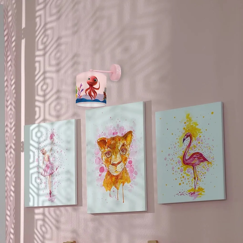 Detské nástenné svietidlo Lola, 1x plastové tienidlo so vzorom, p