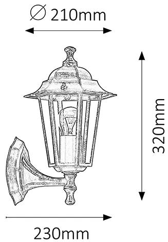 RABALUX Vonkajšia nástenná lampa VELENCE, zlatá
