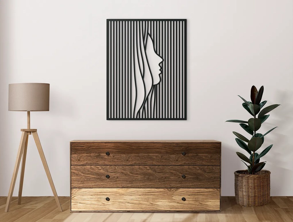 drevko Minimalistický obraz z dreva Tvár ženy Rozmer obrazu: 41 x 32,5 cm, Farba dekorácie: Čierna