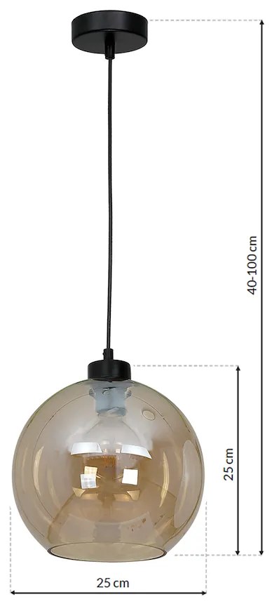 Závesné svietidlo Sofia, 1x jantárové sklenené tienidlo, b