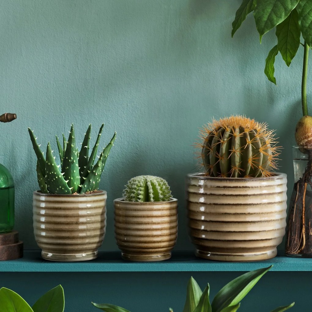 KERAMICKÝ KVETINÁČ (FI) 12X11 CM SVETLOHNEDÁ