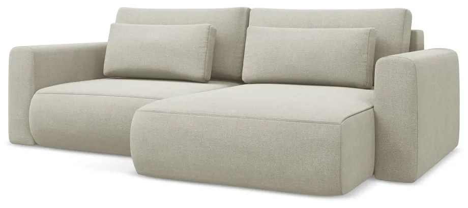 Béžová rozkladacia/s úložným priestorom rohová pohovka (pravý roh/s leňoškou) Kapua – Makamii