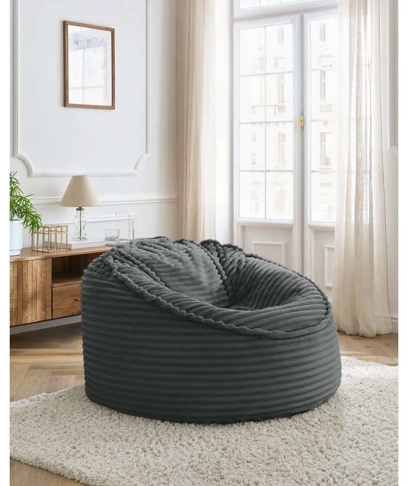 Tmavosivý menčestrový sedací vak Socrate – Bobochic Paris