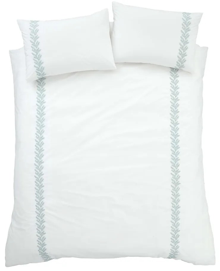 Biele bavlnené obliečky na dvojlôžko 200x200 cm Embroidery Leaf – Bianca