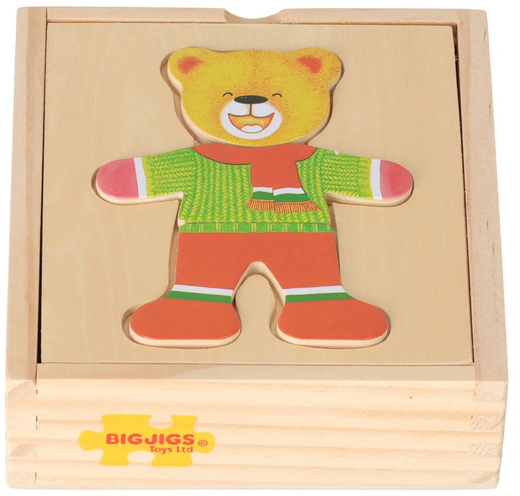 Bigjigs Drevené vkladacie puzzle Medveď