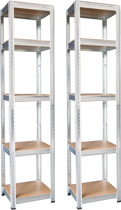 SADA DVÔCH 5-ÚROVŇOVÝCH POLIČIEK 180 x 40 x 40 CM NOSNOSŤ POLIČKY: 175 KG*9405