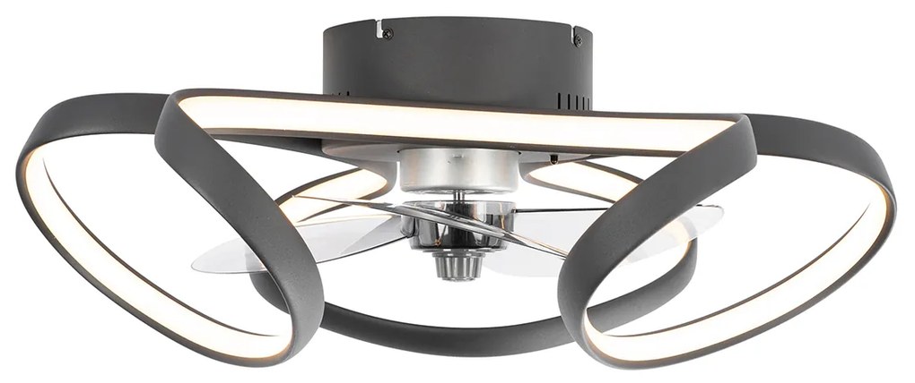 Stropný ventilátor čierny 55 cm vrátane LED stmievateľný s diaľkovým ovládaním - Mandy