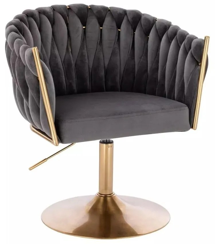 LuxuryForm DESIGN Stolička NORDEN VELUR na zlatom tanieri - tmavosivá