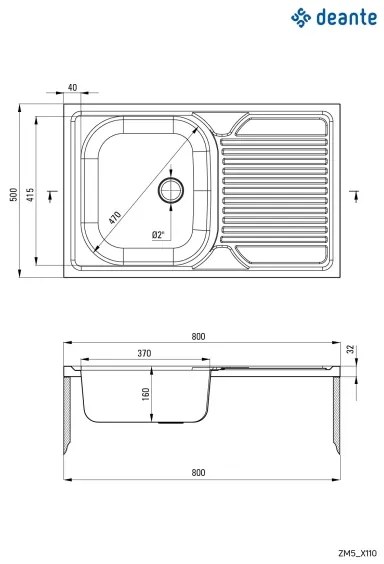 Deante ZM5_3110 - Kuchynský drez TANGO 50x80 cm dekor