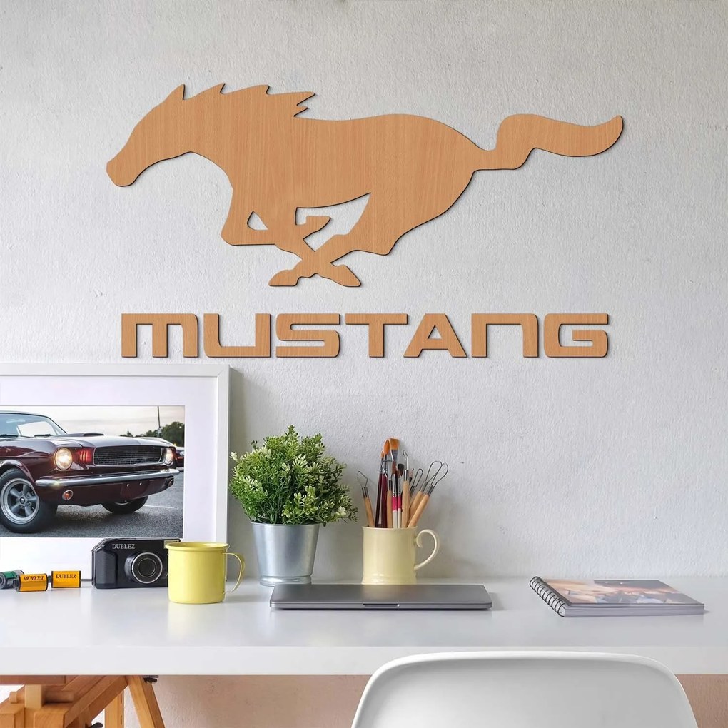 DUBLEZ | Drevený znak auta - Logo Mustang | Obraz