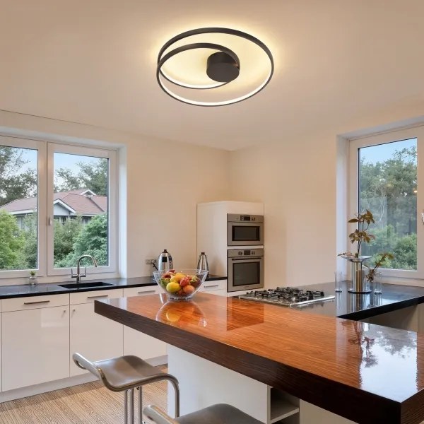 Brilagi- LED stmievateľné stropné svietidlo TWISTER LED/48W/230V pr. 50 cm čierna + diaľkové ovládanie