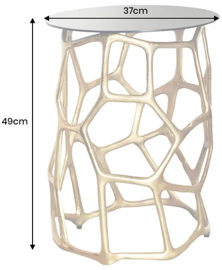 Príručný stolík LIQUID GEOMETRIE 50 cm tvrdené sklo čierne zlato