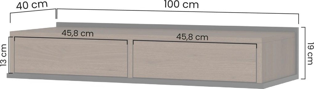 Závesná toaletka Zenar 100 cm so zásuvkami - elegantný orech / čierny