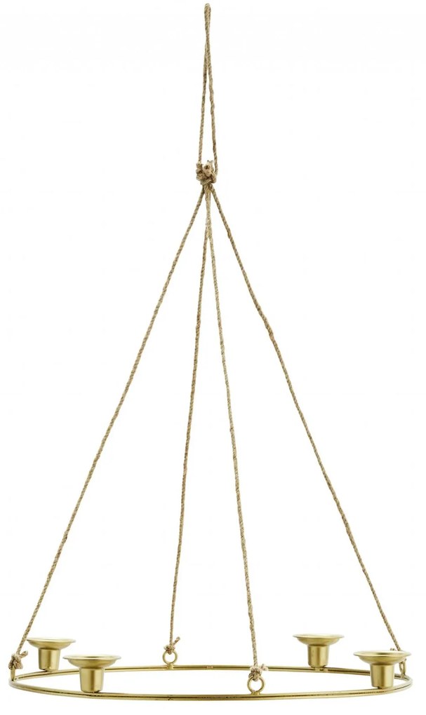 MADAM STOLTZ Závesný svietnik Gold Round Candle Holder