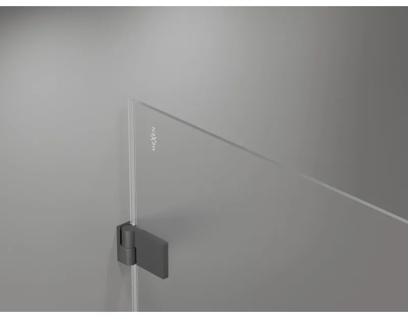Mexen Lunar-B, výklopný sprchový kút ľavý 100 x 100 cm, 8mm číre sklo, grafitový profil, 832-100-100-95-00-L