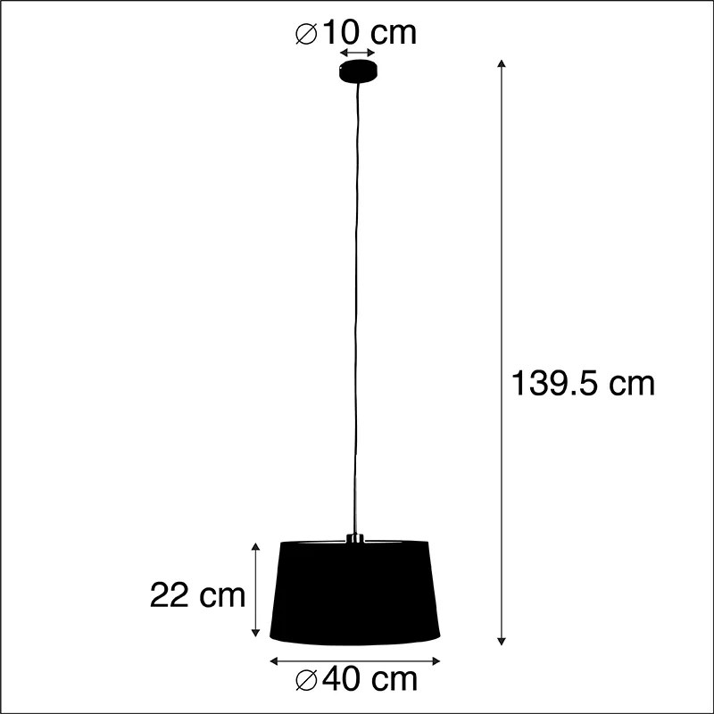 Závesná lampa s bavlneným tienidlom čierna so zlatou 40 cm - Combi