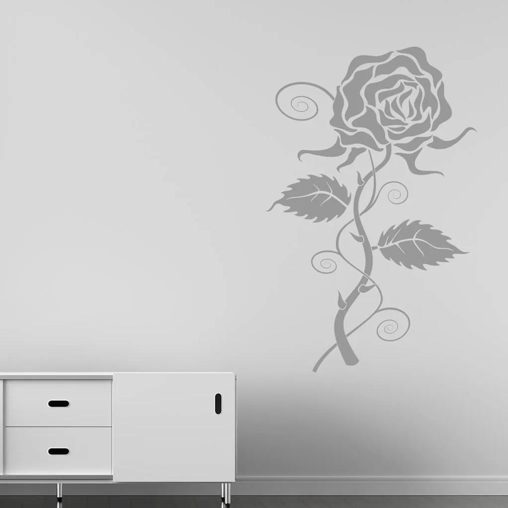 Veselá Stena Samolepka na stenu na stenu Rozkvitajúca ruža Farba: černá