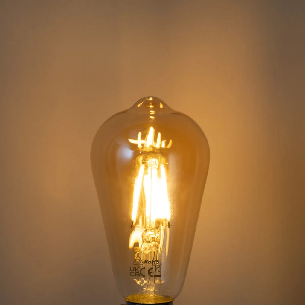 Sada 5 stmievateľných LED filamentových žiaroviek E27 ST64 zlatých 4,5W 450 lm 2200K