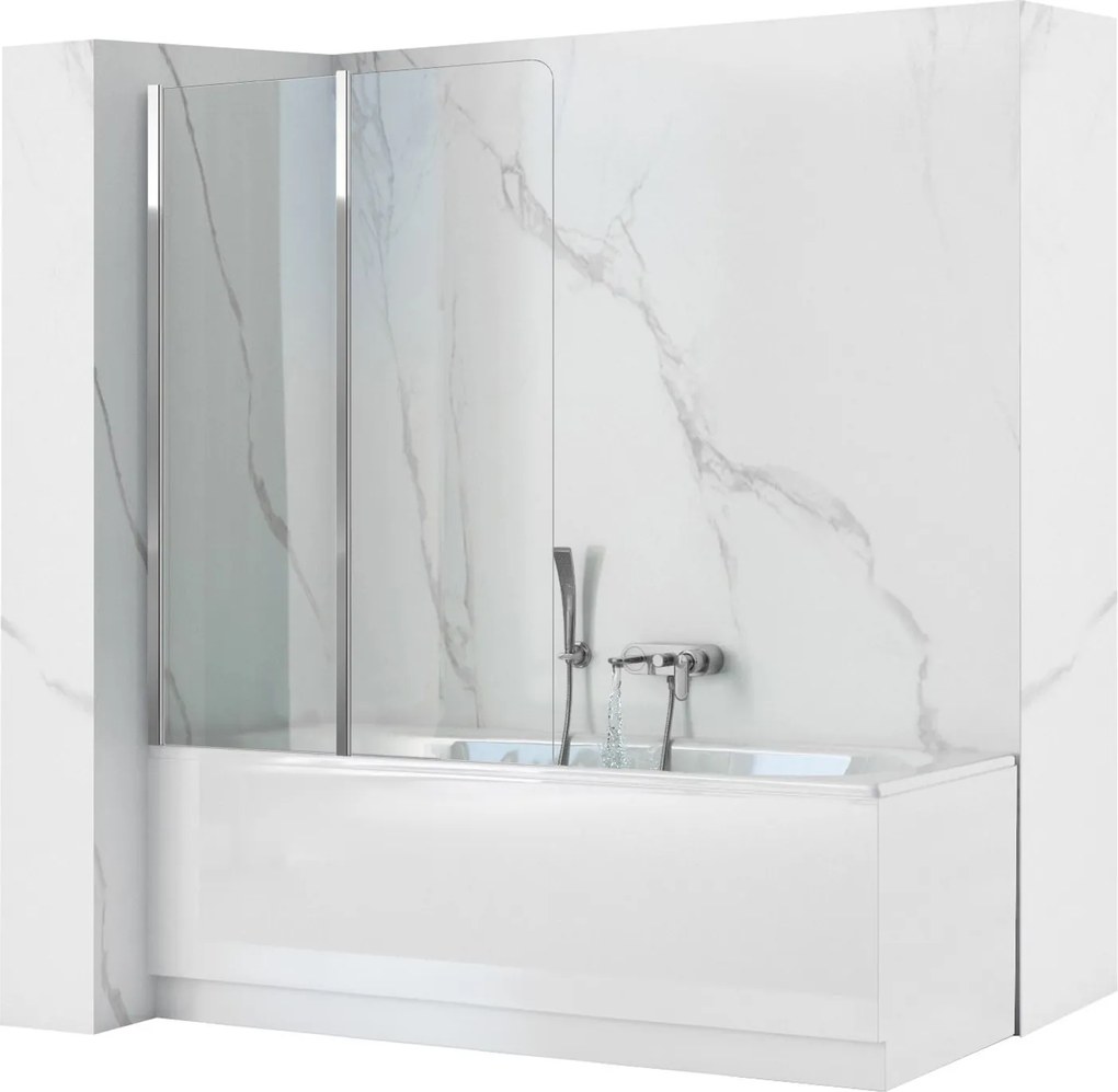Dvojdielna vaňová zástena REA AGAT-2 80 cm, chróm/transparent