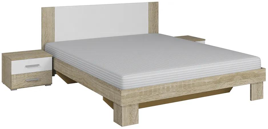 Manželská posteľ 160 cm Verwood Typ 51 (sonoma + biela) (s noč. stolíkmi). Vlastná spoľahlivá doprava až k Vám domov. 602010