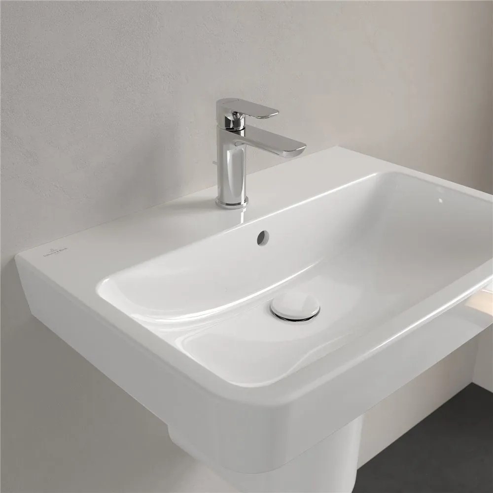 VILLEROY & BOCH O.novo závesné umývadlo s otvorom, s prepadom, 650 x 460 mm, biela alpská, s povrchom AntiBac a CeramicPlus, 4A4165T2