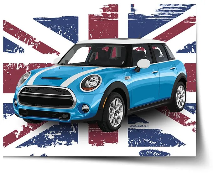 Sablio Plagát Mini sedan Britská vlajka - 60x40 cm