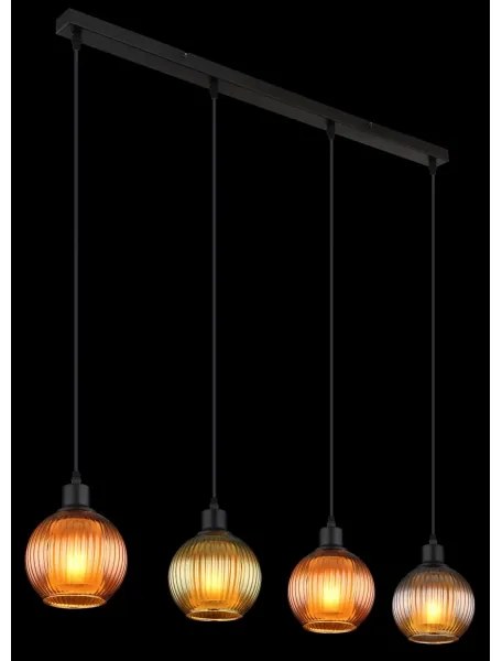 Globo 15638-4 - Luster na lanku ZUMBA 4xE27/25W/230V meď/zelená/modrá