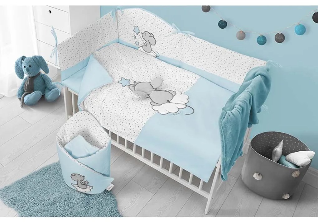 6-dielne posteľné obliečky Belisima Cute Mouse 100/135  tyrkysové