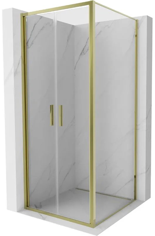 Mexen Exo, výklopný sprchový kút 80 x 80 cm, číre sklo, zlatá, 814-080-080-50-00