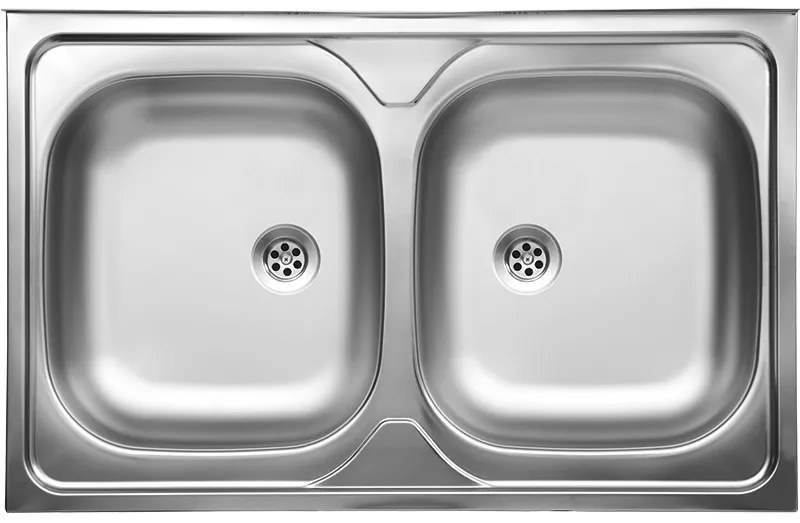 Kuchinox 50, 2-komorový nerezový drez 800x500x140 mm na prekrytie skrinky, oceľová, LAV-SK5_020T