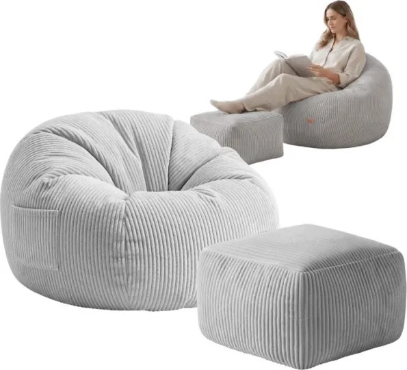 Sedací vak s podnožkou COMFY 3.0 sivý