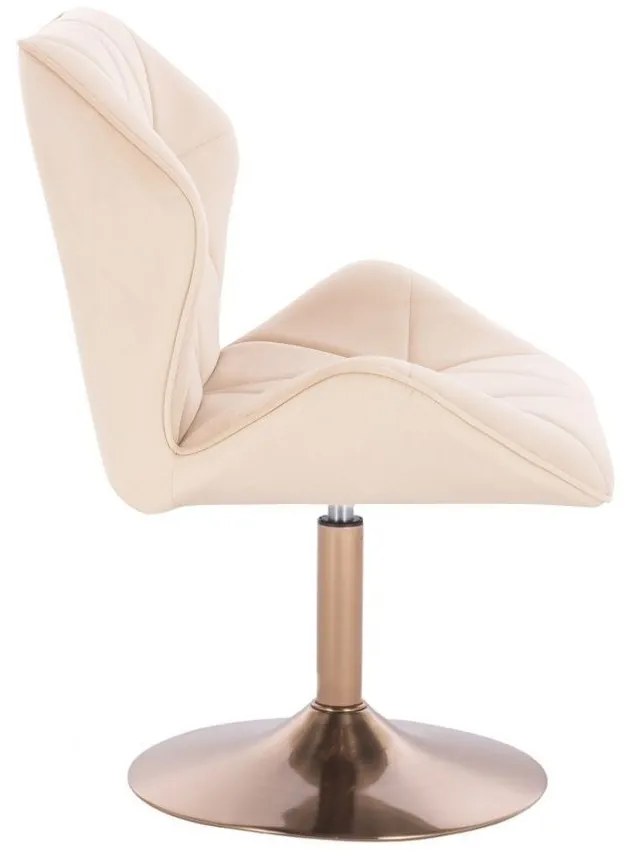 LuxuryForm DESIGN Stolička MILANO MAX VELUR na zlatom tanieri - krémová