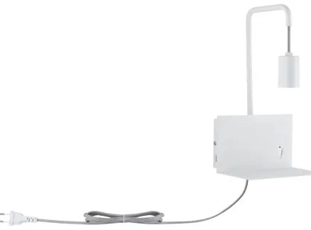 Paulmann 79812 - 1xE27/40W Nástenné svietidlo CALVANI s policou a USB, 230V, biele