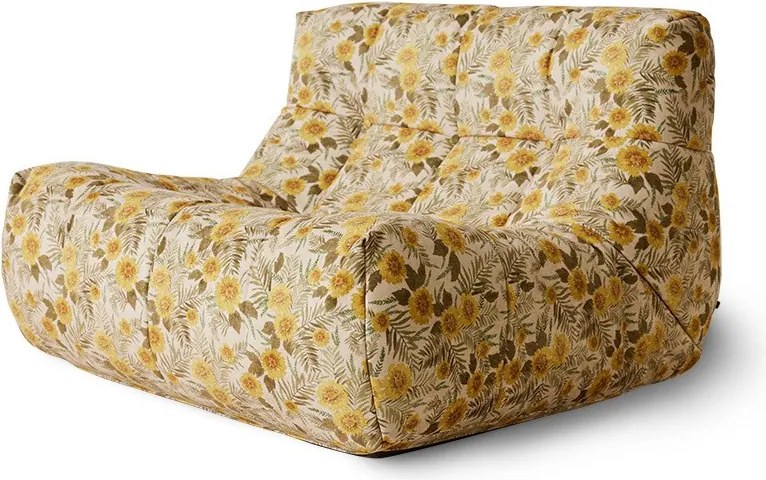 Béžová penová leňoška so žltými kvetmi Lazy Lounge - 105*105*75 cm
