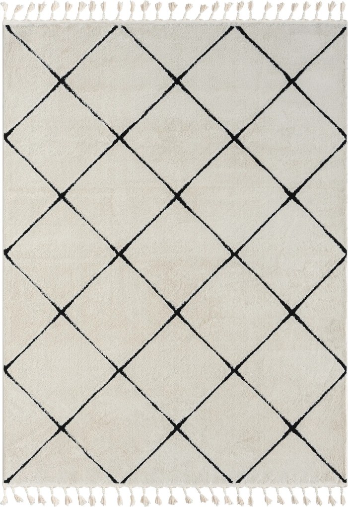 My Flair, Kusový koberec Moroccan Vision weiß, 200x290, čiernobiela, obývacia izba