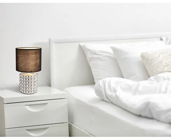 Globo 21626C - Stolná lampa VALENTINO 1xE14/40W/230V čierna/strieborná