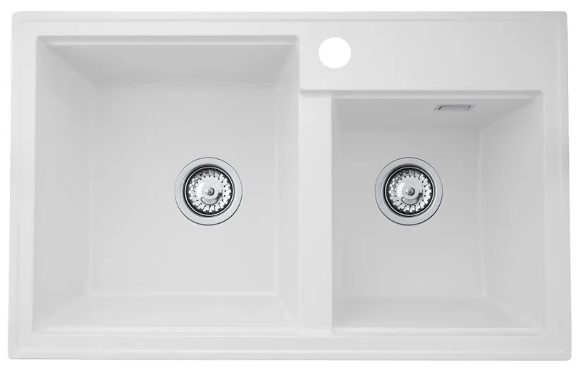 Gamma Modern 8020, 2-komorový granitový drez 795x495x210 mm, biela, GMA-ZLE000032