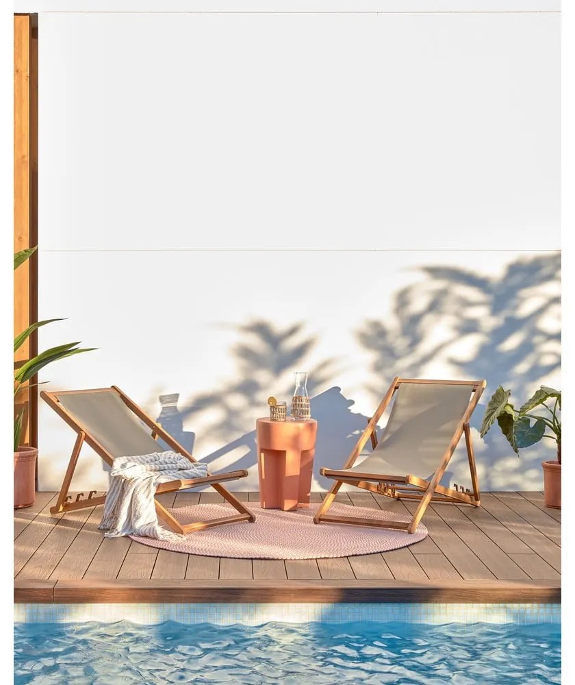 Ružový okrúhly vnútorný a vonkajší koberec z recyklovaných vlákien ø 150 cm Rodhe – Kave Home