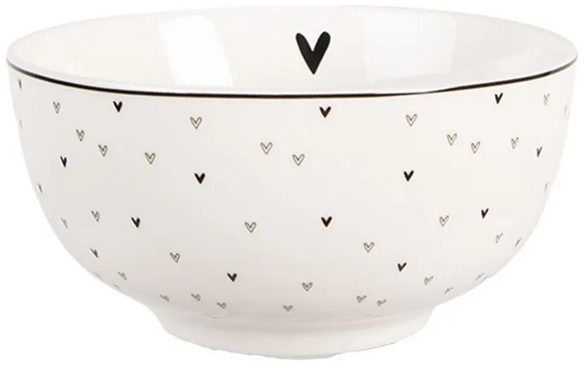 Biela miska so srdiečkami Lovely Day - Ø 14*7 Cm / 500 ml